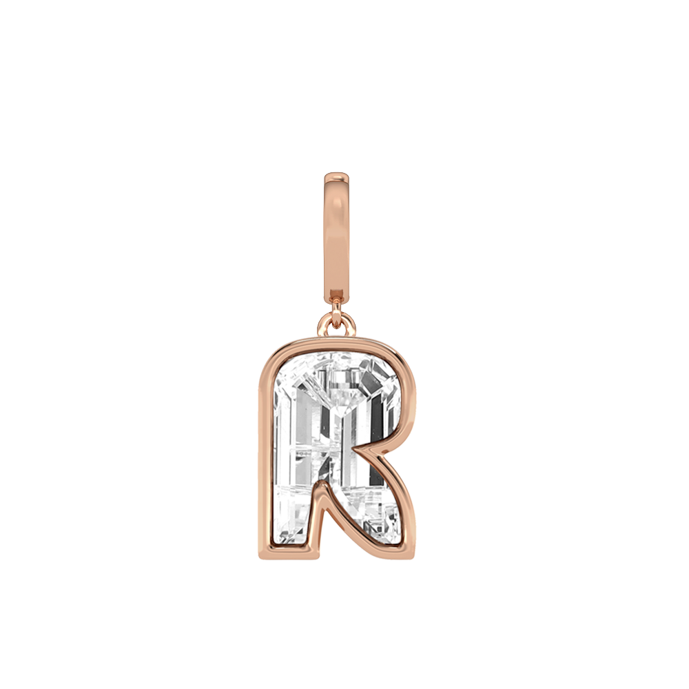 R Letter Alphabet-18K Rose Gold-Charm-7 mm