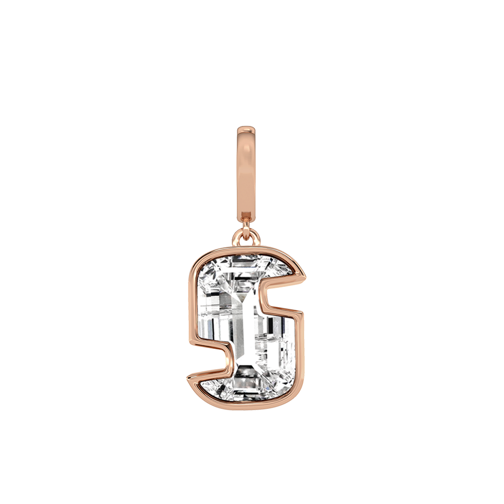 S Letter Alphabet-18K Rose Gold-Charm-7 mm