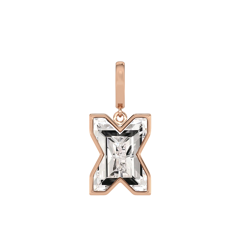 X Letter Alphabet-18K Rose Gold-Charm-7 mm