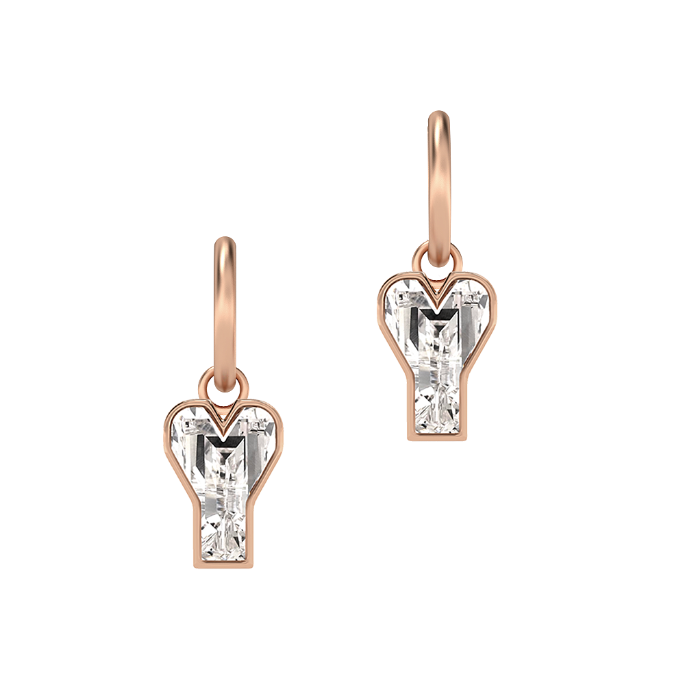 Y Letter Alphabet-18K Rose Gold-Hoop Earrings-7 mm