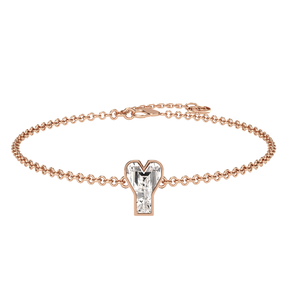 Y Letter Alphabet-18K Rose Gold-Bracelet-7 mm