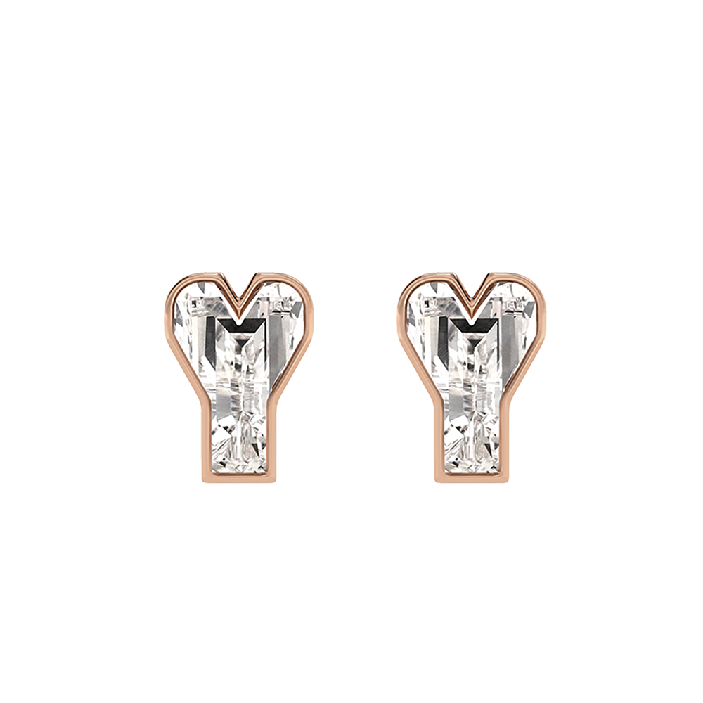 Y Letter Alphabet-18K Rose Gold-Stud Earrings-7 mm