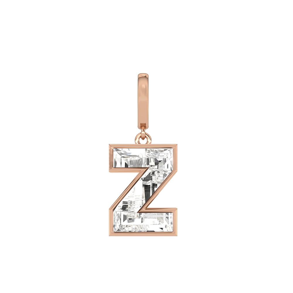 Z Letter Alphabet-18K Rose Gold-Charm-7 mm