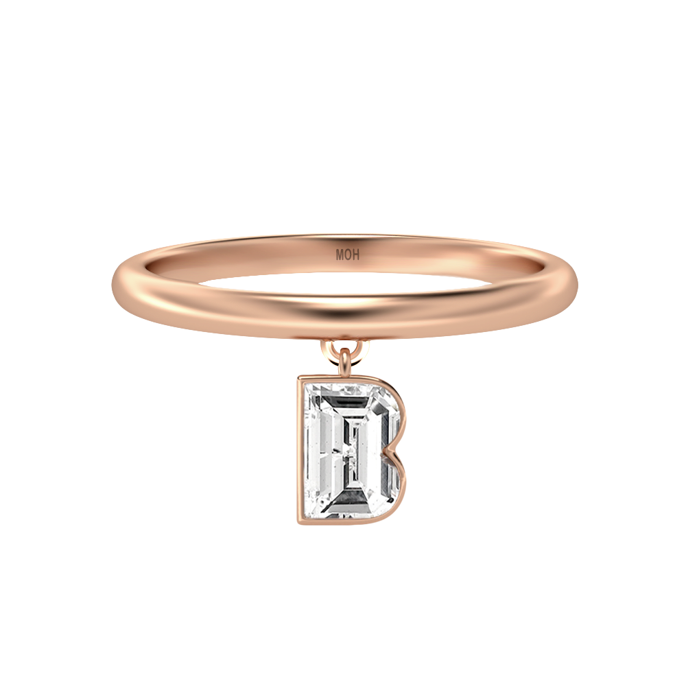 B-18K Rose Gold-Drop Ring-7 mm