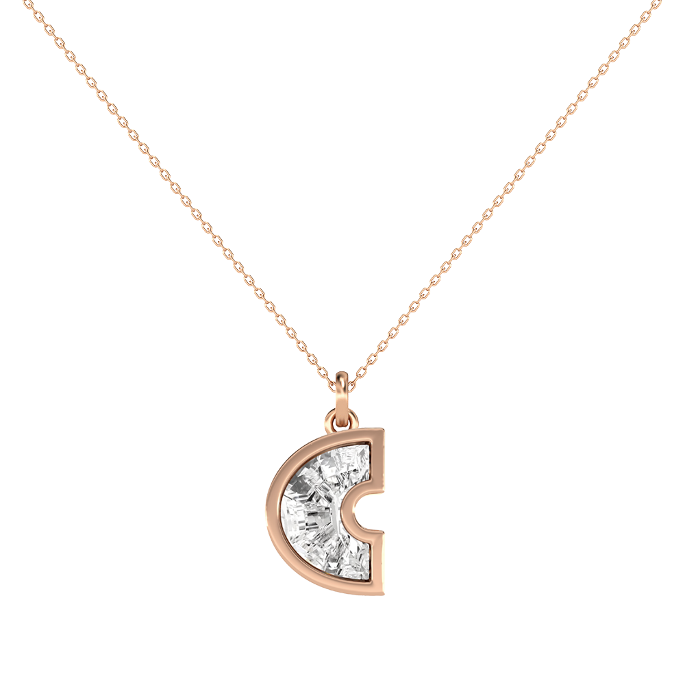 C Letter Alphabet-18K Rose Gold-Pendant-7 mm