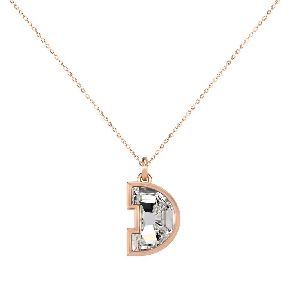 D Letter Alphabet-18K Rose Gold-Pendant-7 mm