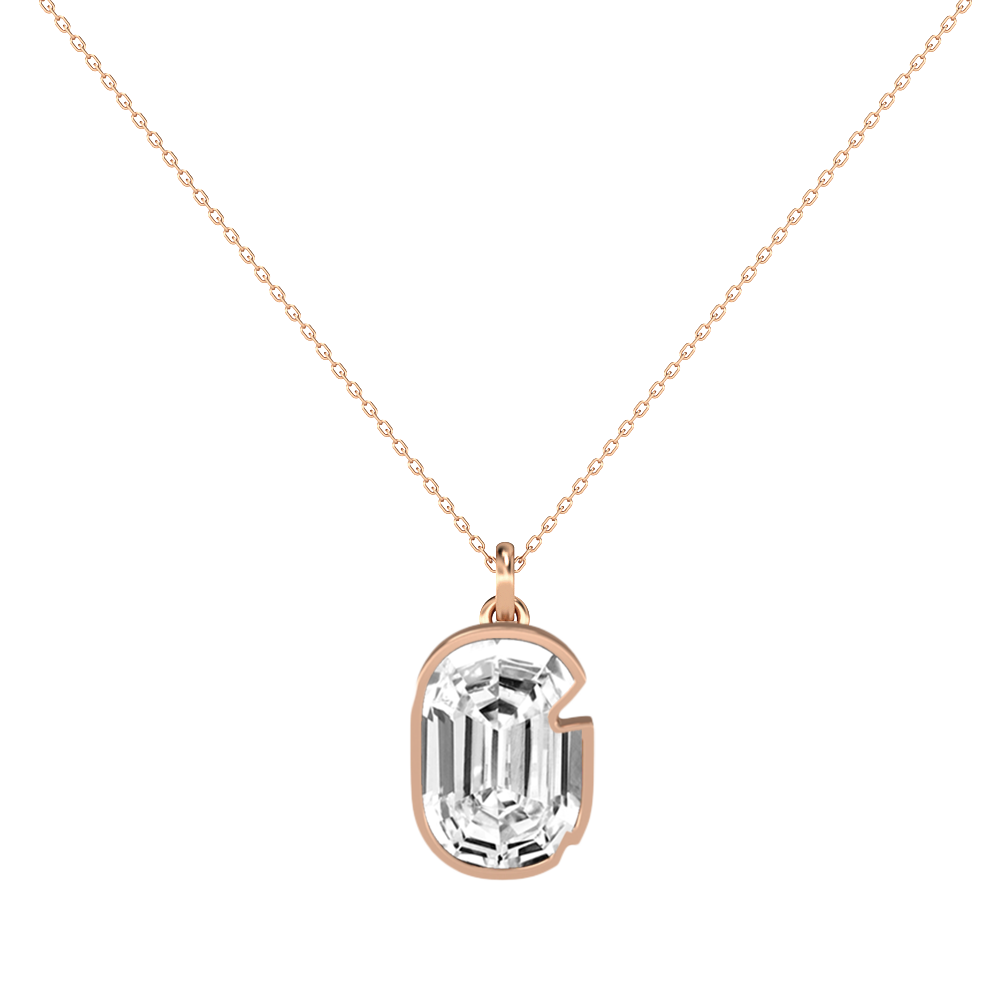 G Letter Alphabet-18K Rose Gold-Pendant-7 mm