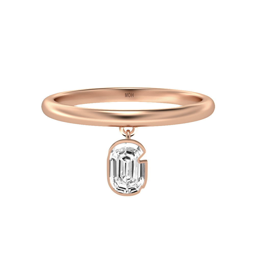 G Letter Alphabet-18K Rose Gold-Drop Ring-7 mm