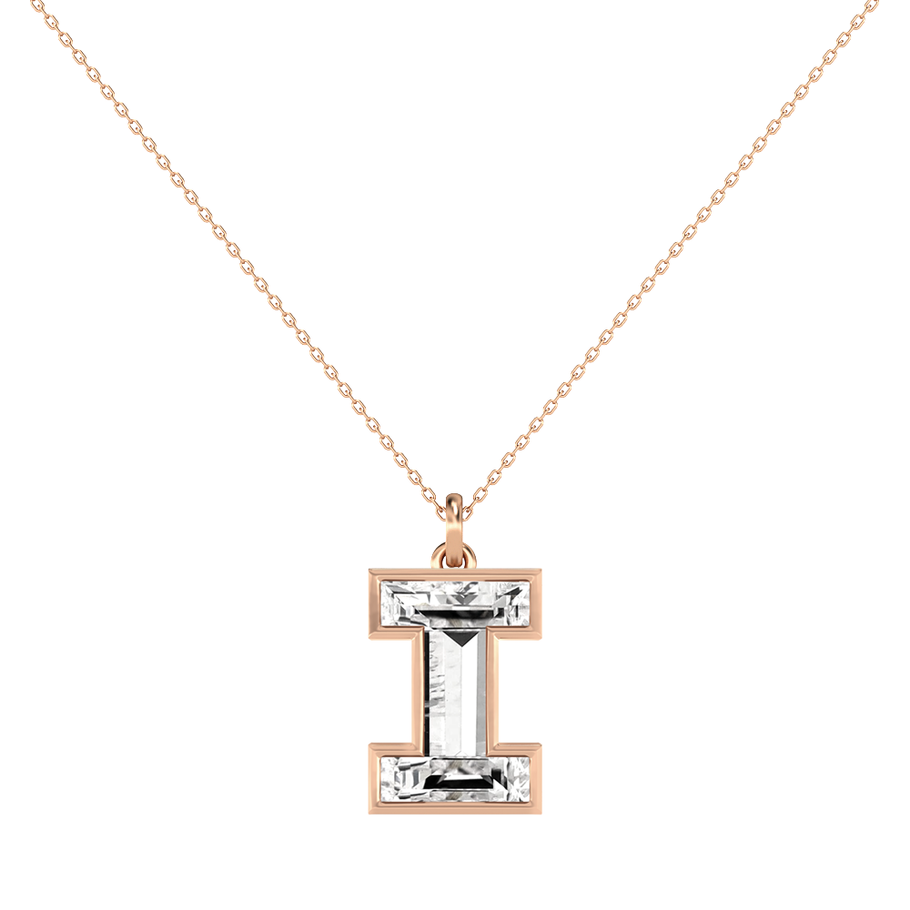 I Letter Alphabet-18K Rose Gold-Pendant-7 mm
