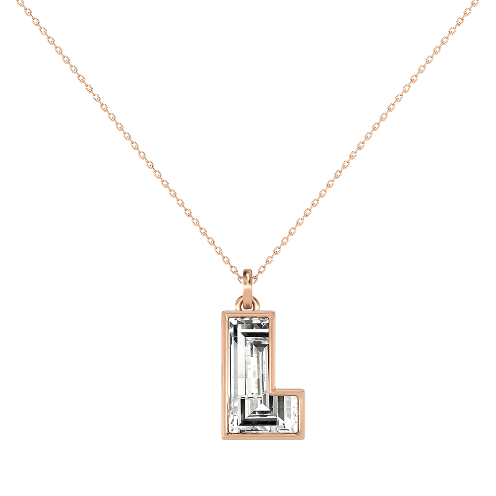 L Letter Alphabet-18K Rose Gold-Pendant-7 mm
