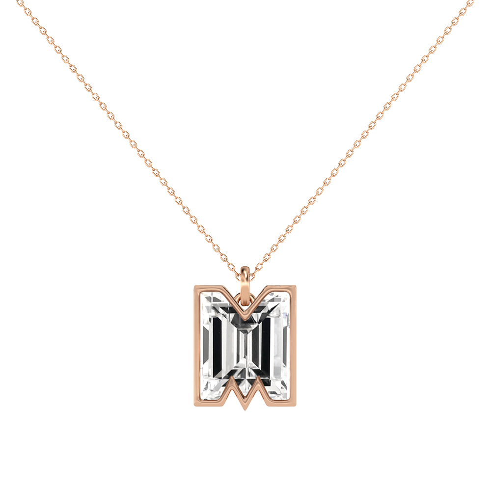 M Letter Alphabet-18K Rose Gold-Pendant-7 mm