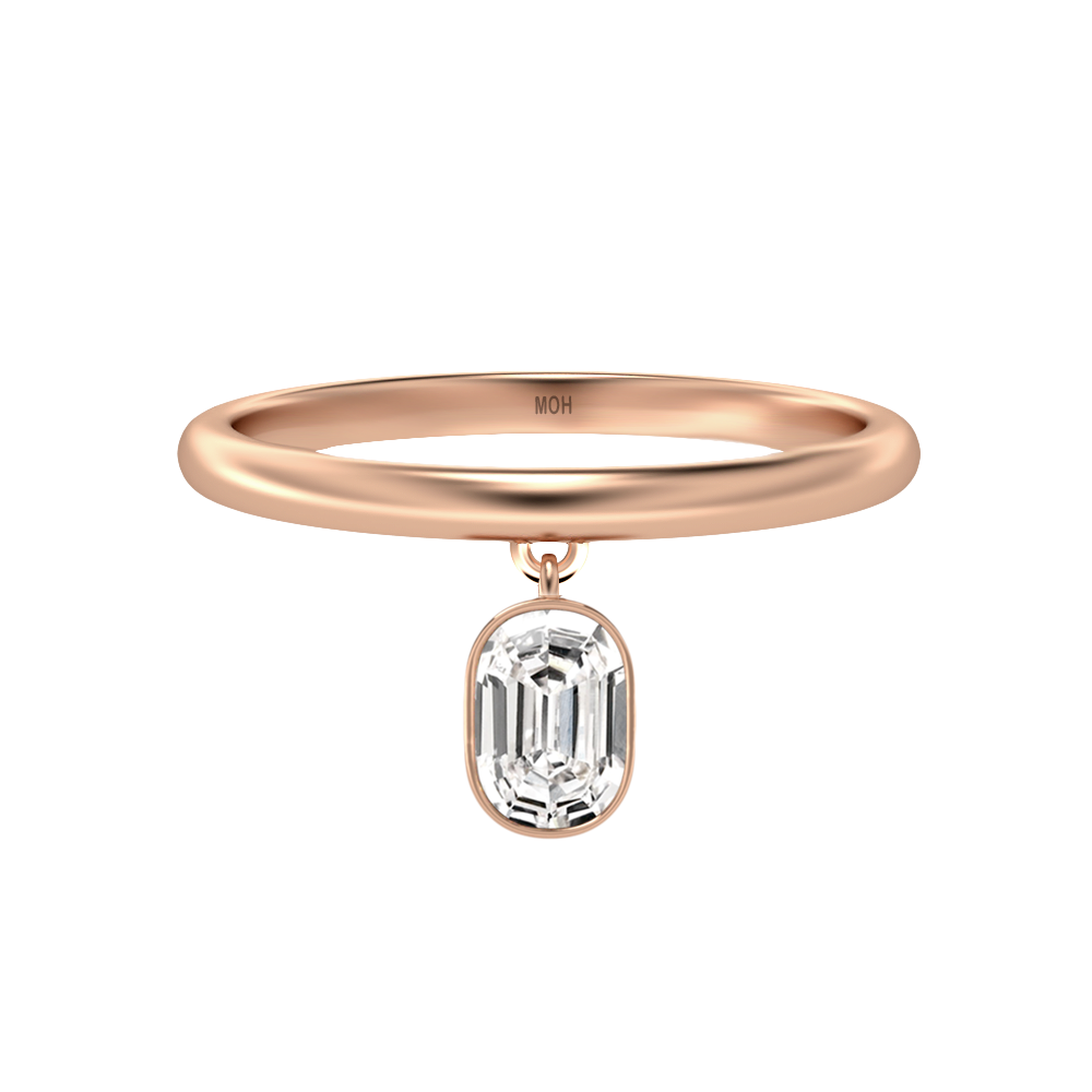 O Letter Alphabet-18K Rose Gold-Drop Ring-7 mm