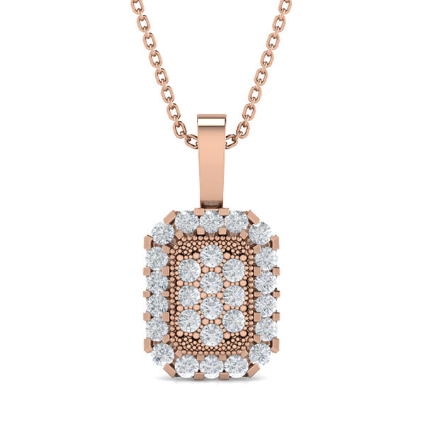 Image of MOH Solitaire Necklaces in 18K Rose Gold, , 18 Inch Size, D-E / SI With Natural Diamonds.