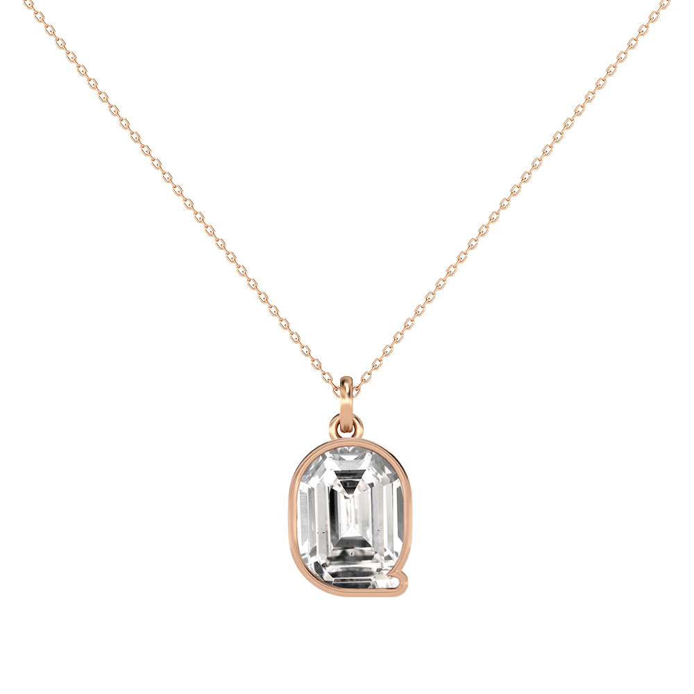 Q Letter Alphabet-18K Rose Gold-Pendant-7 mm
