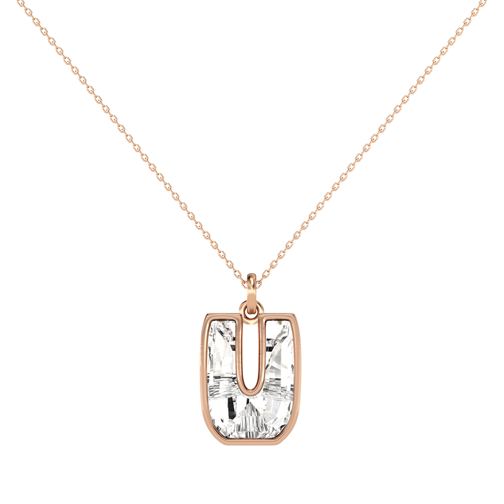 U Letter Alphabet-18K Rose Gold-Pendant-7 mm