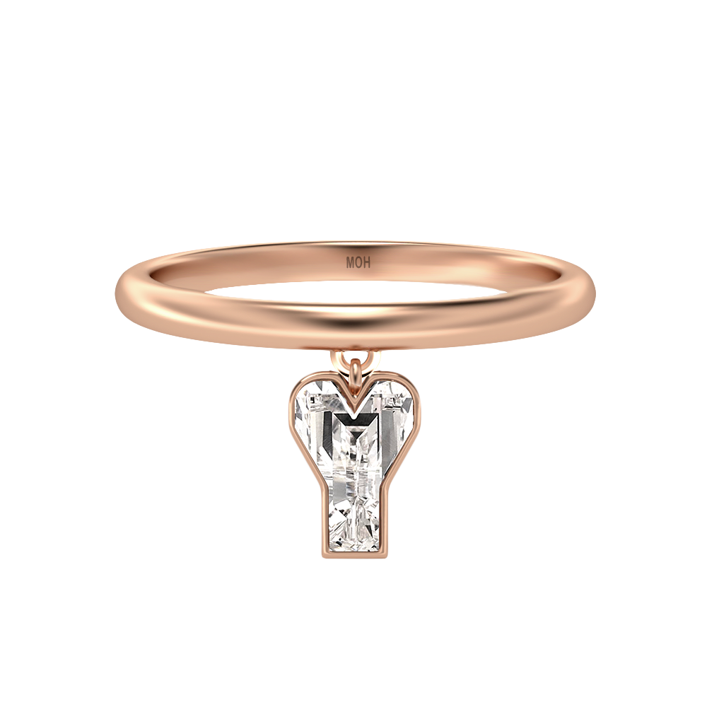 Y Letter Alphabet-18K Rose Gold-Drop Ring-7 mm
