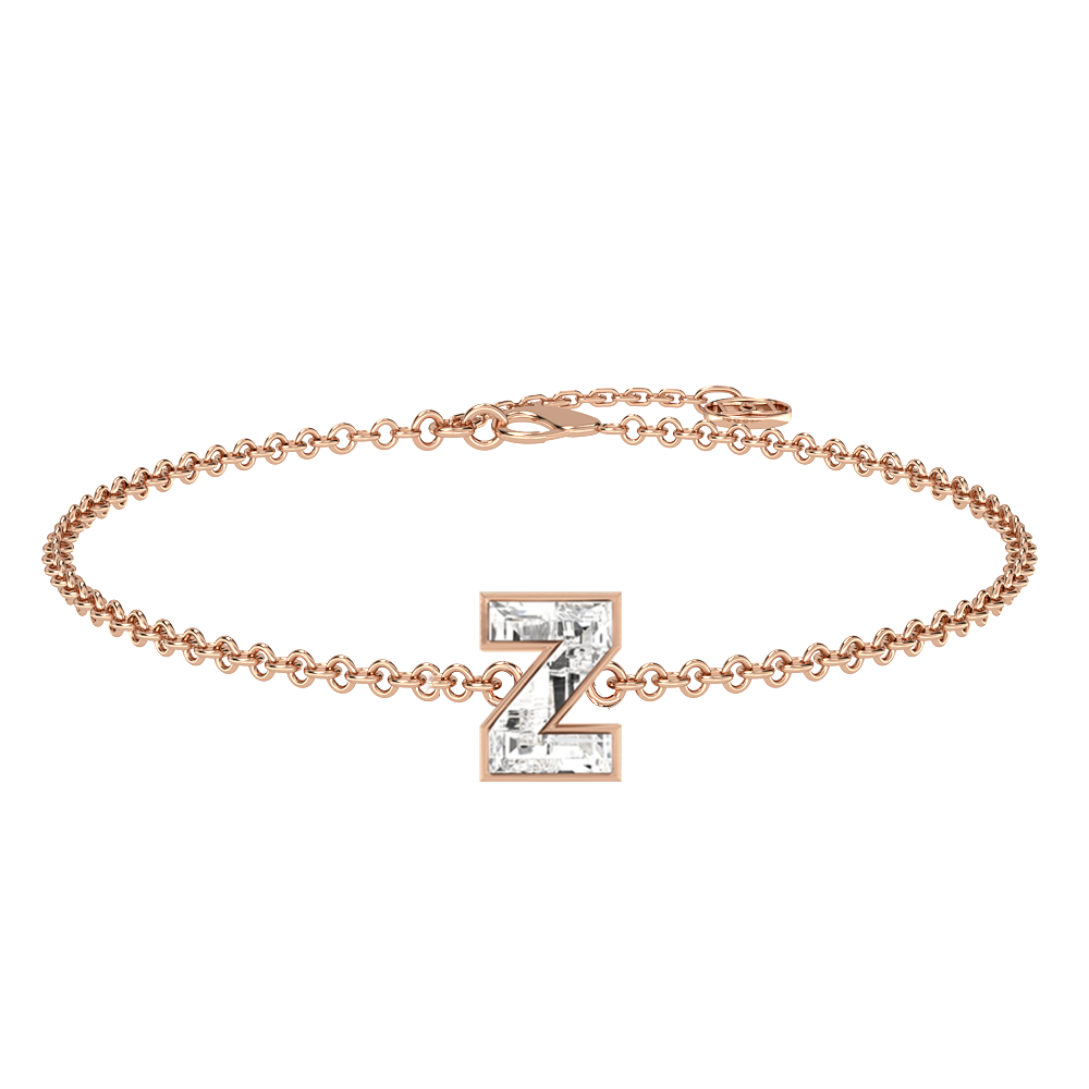 Z Letter Alphabet-18K Rose Gold-Bracelet-7 mm