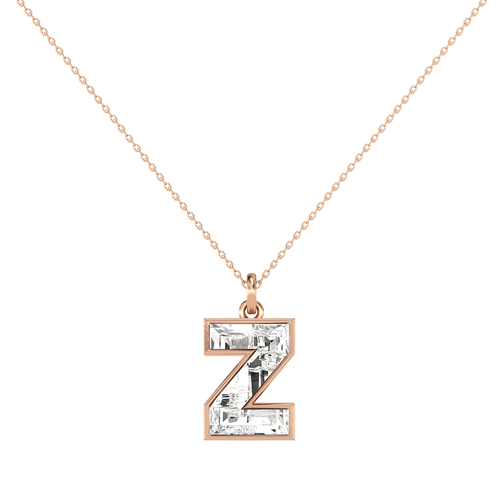 Z Letter Alphabet-18K Rose Gold-Pendant-7 mm