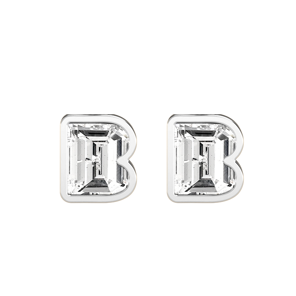 B-18K White Gold-Stud Earrings-7 mm