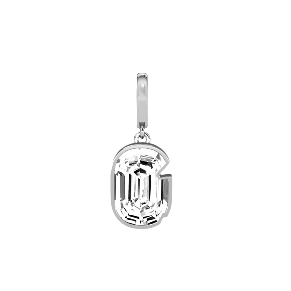 G Letter Alphabet-18K White Gold-Charm-7 mm