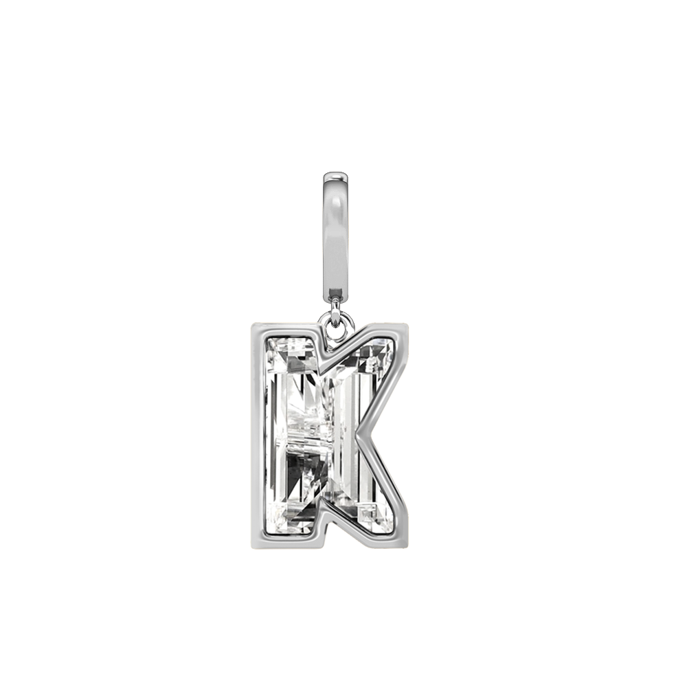 K Letter Alphabet-18K White Gold-Charm-7 mm