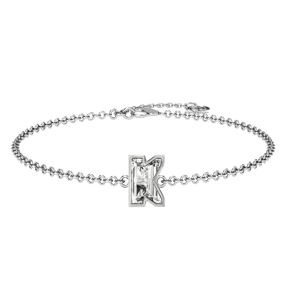 K Letter Alphabet-18K White Gold-Bracelet-7 mm