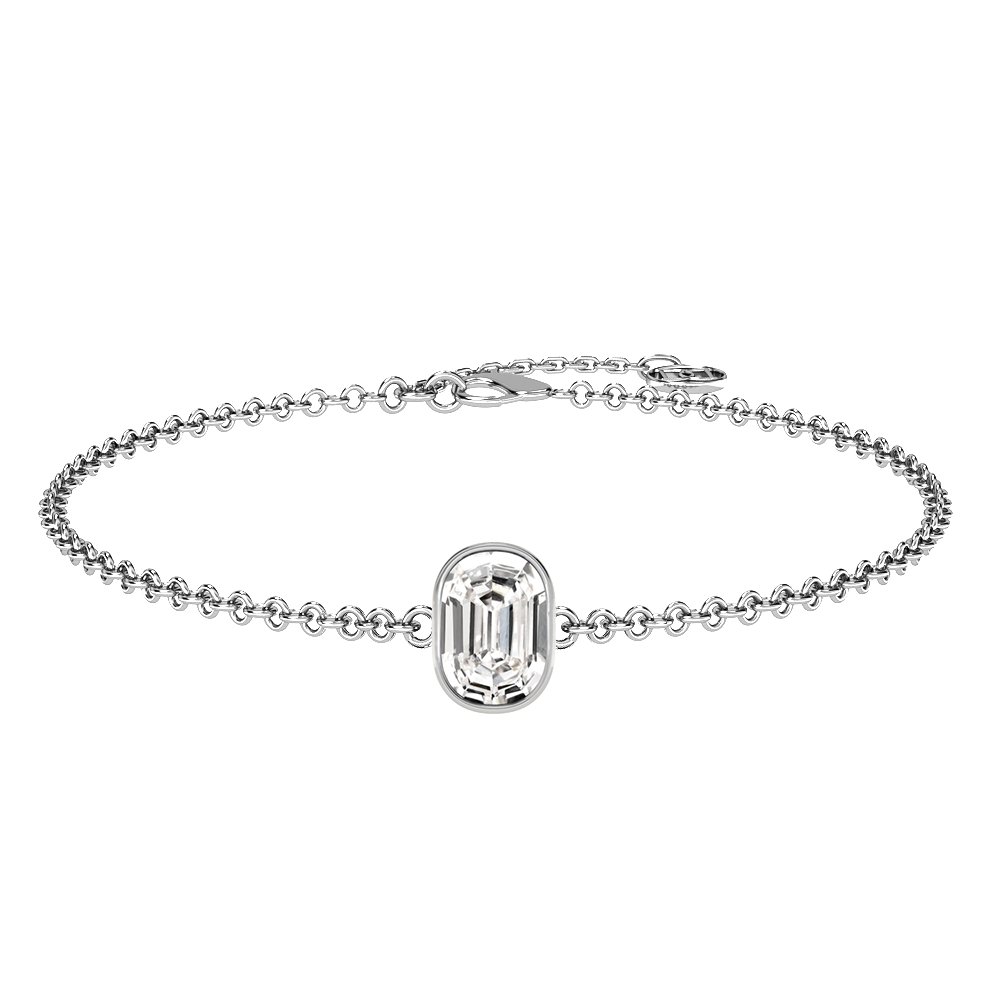 O Letter Alphabet-18K White Gold-Bracelet-7 mm