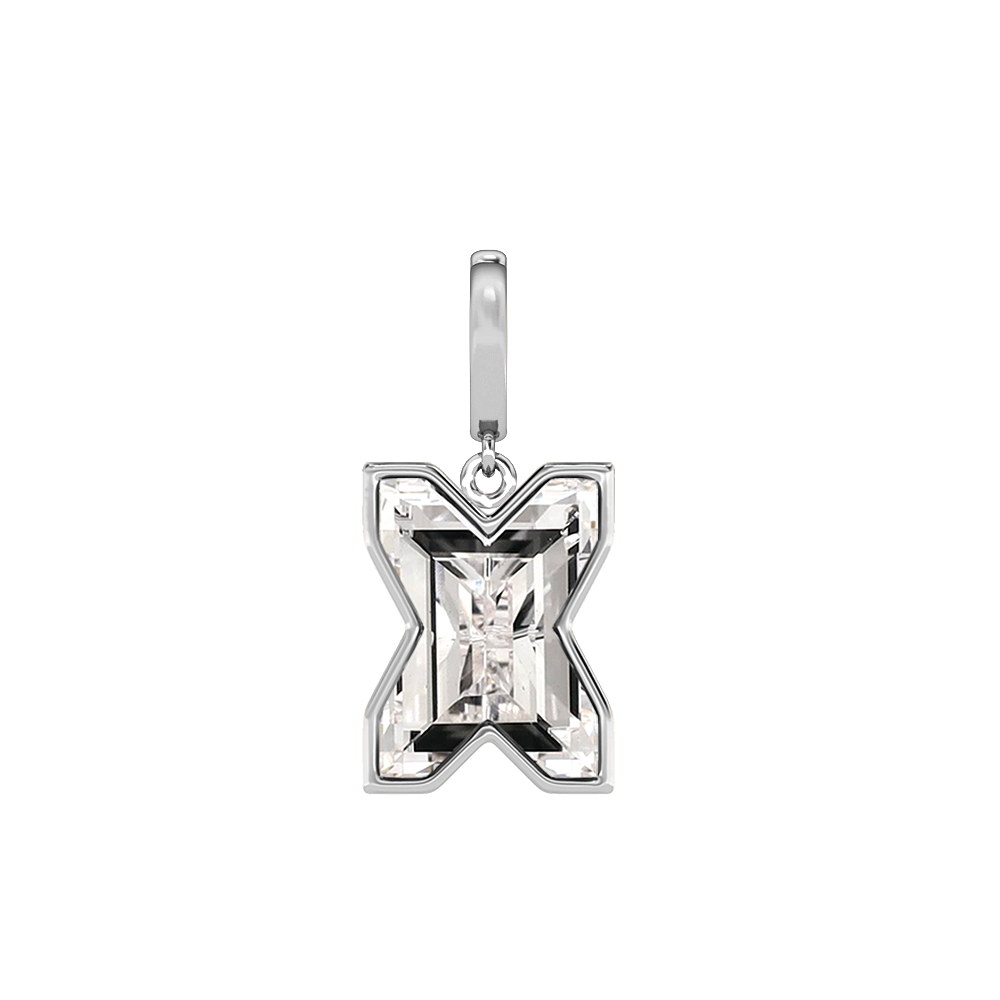 X Letter Alphabet-18K White Gold-Charm-7 mm