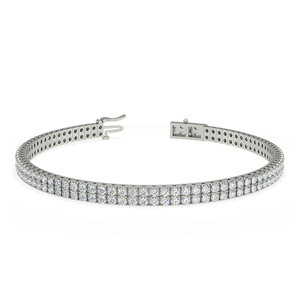 Double Row Round Diamond Tennis Bracelet 