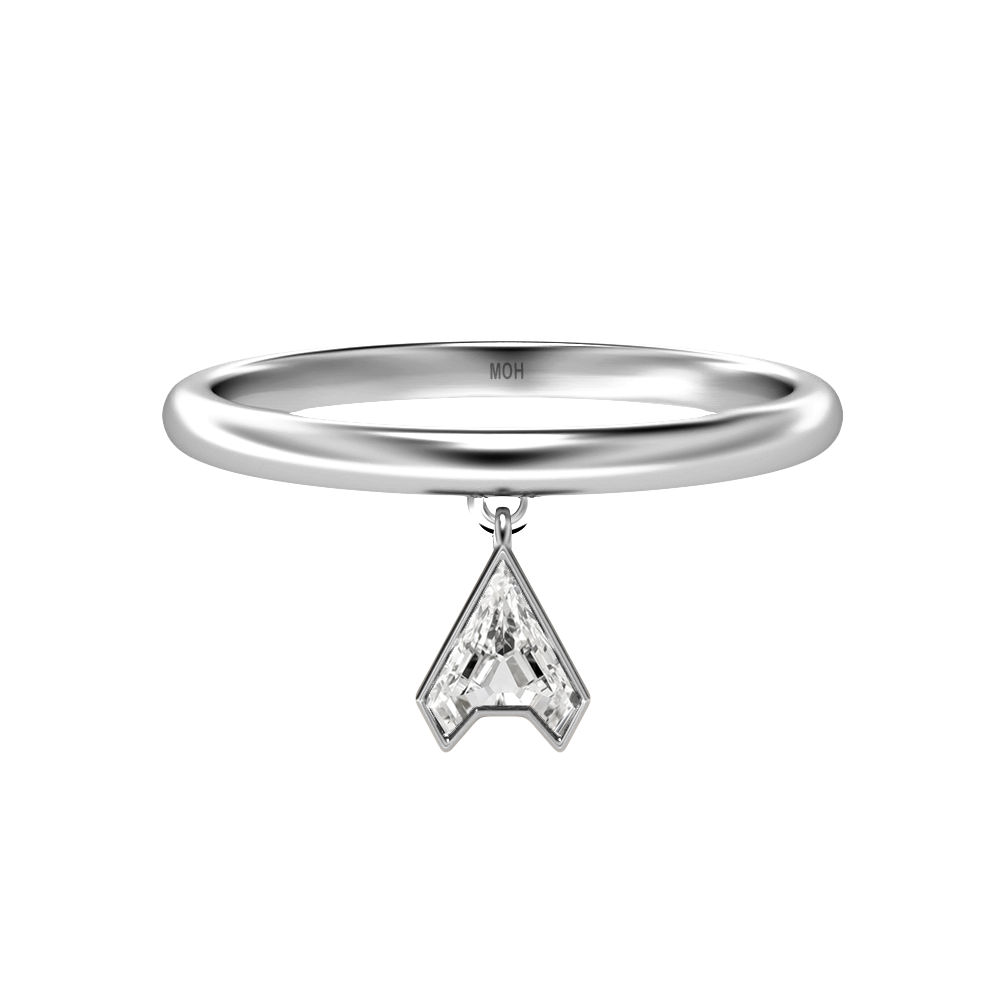 A-18K White Gold-Drop Ring-7 mm