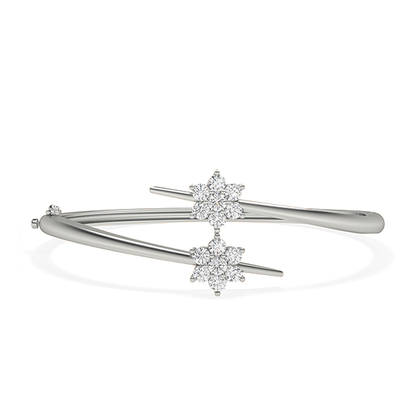 Star Style Prong Setting Round Diamond Bangle