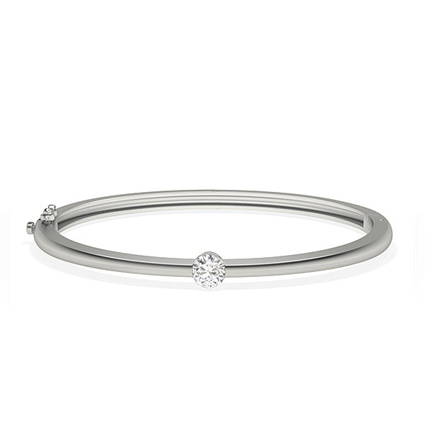 Channel-Set Solitary Round Diamond Bangle