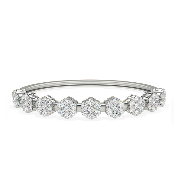 Prong Setting Round Diamond Cluster Bangle