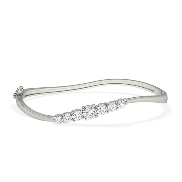 Prong Setting Round Diamond Bangle