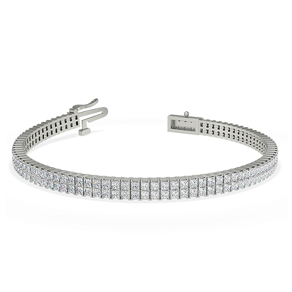 Two-Row Princess Diamond Tennis Bracelet