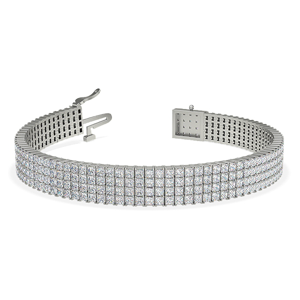 Four-Row Princess Diamond Tennis Bracelet