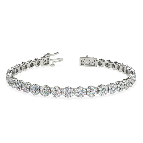 Round Diamond Cluster Tennis Bracelet