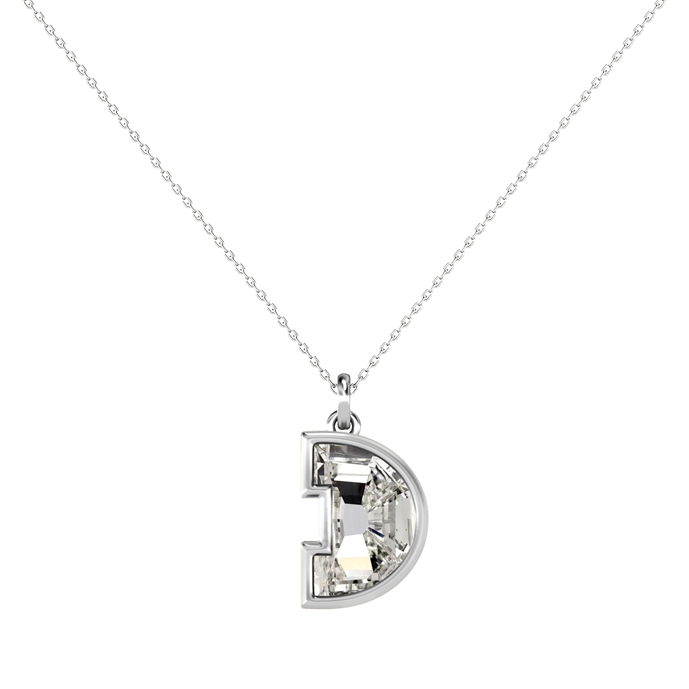 D Letter Alphabet-Platinum-Pendant-7 mm
