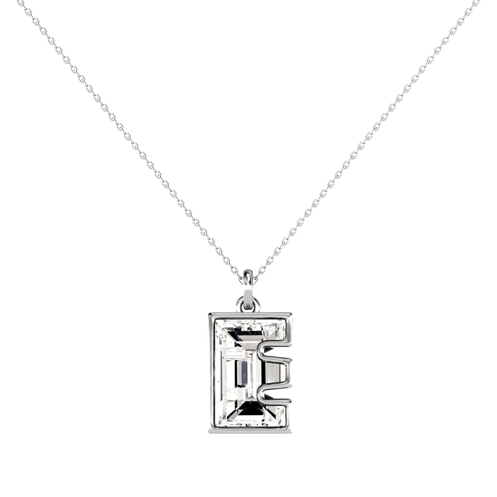 E Letter Alphabet-Platinum-Pendant-7 mm