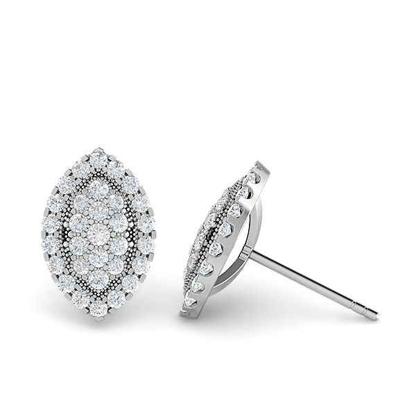 Diamond Hoop-Style-Earrings With 0.62 Total Carat Weight  Oval Shape Diamond