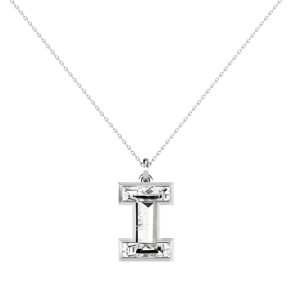 I Letter Alphabet-Platinum-Pendant-7 mm