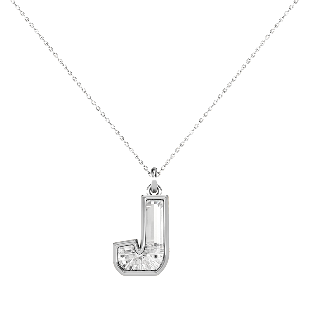 J Letter Alphabet-Platinum-Pendant-7 mm