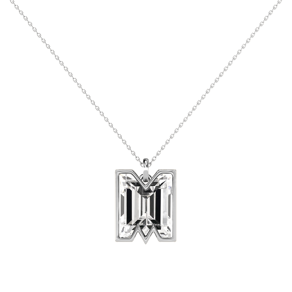 M Letter Alphabet-Platinum-Pendant-7 mm