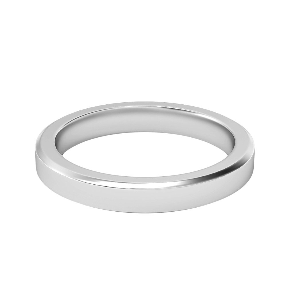 Chamfer Edge Plain Wedding Band Set 