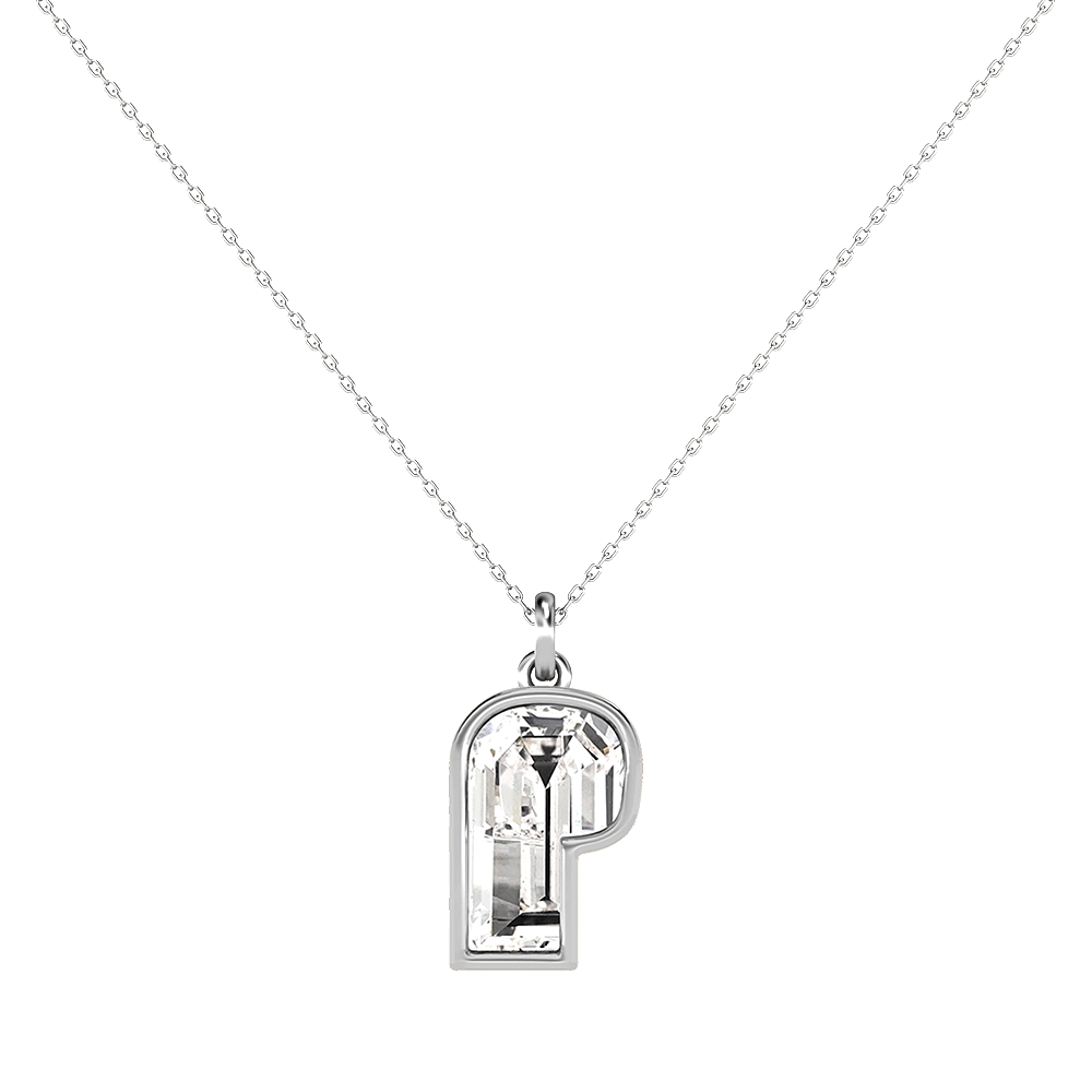 P Letter Alphabet-Platinum-Pendant-7 mm