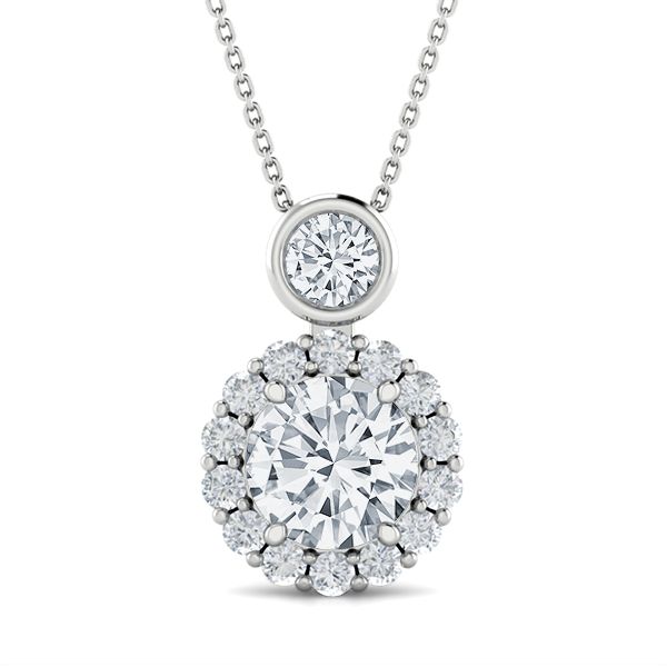 Pave  Style Necklace and Pendant With 0.2-Carat Round Shape Diamond