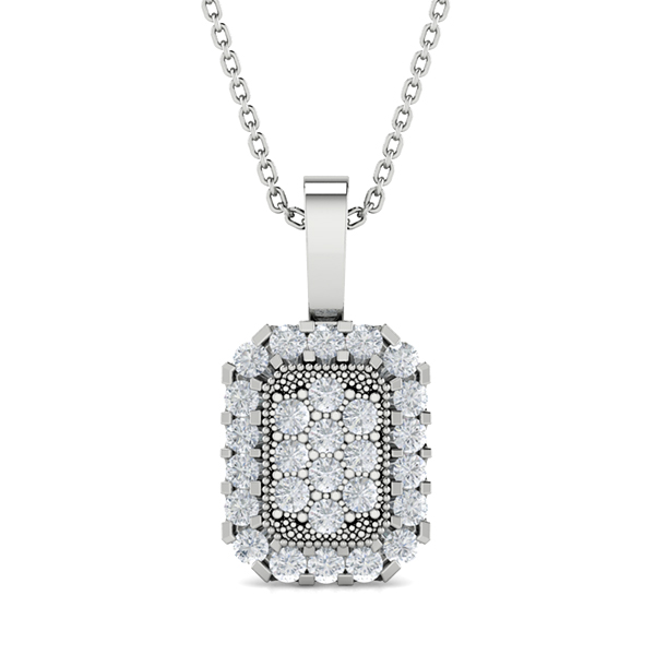 Image of MOH Solitaire Necklaces in 18K White Gold, , 18 Inch Size, H-I / VS With Lab Diamonds.