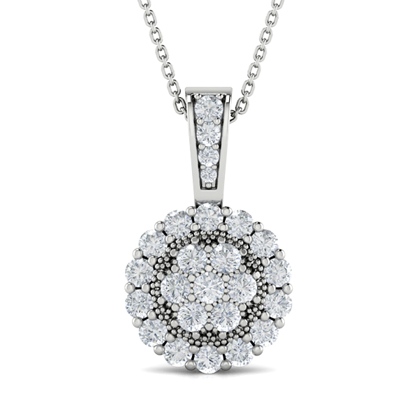 Round Diamond Halo Cluster Pendant
