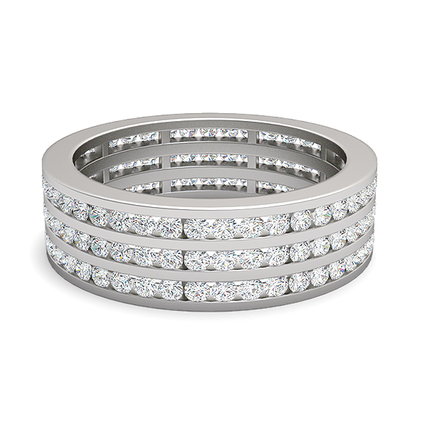 3 Row Round Diamond Full Eternity Ring