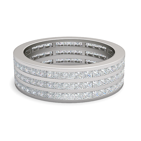 3 Row Princess Diamond Full Eternity Ring